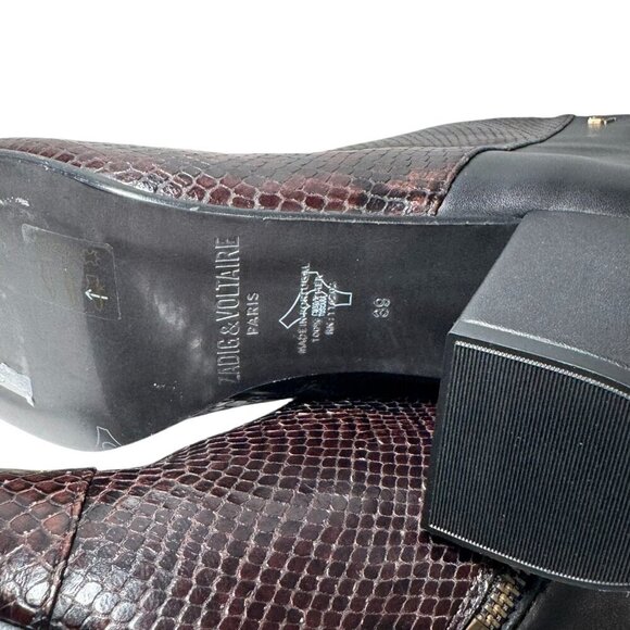 Zadig & Voltaire Lena Wild Leather Ankle Boots Side Zip Snake $558 Sz 39/8.5 NEW - Picture 7 of 7
